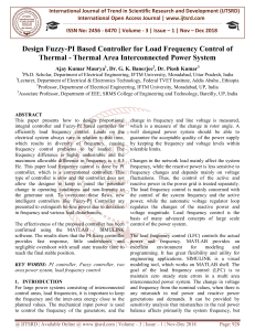 Design Fuzzy PI Based Controller for Load Frequency Control of Thermal Thermal Area Interconnected Power System