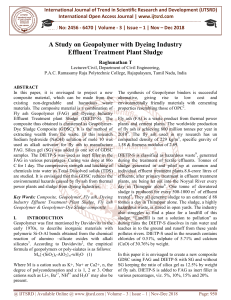 A Study on Geopolymer with Dyeing Industry Effluent Treatment Plant Sludge