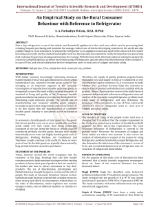 An Empirical Study on the Rural Consumer Behaviour with Reference to Refrigerator