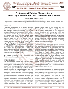 Performance and Emission Charecterstics of Diesel Engine Blended with Used Transformer Oil A Review