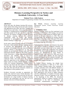 Distance Learning Perspective in Turkey and Kırıkkale University: A Case Study