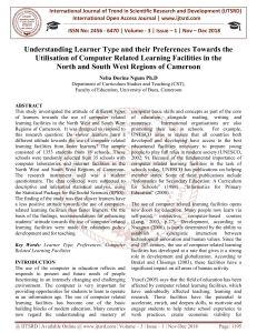 Understanding Learner Type and their Preferences Towards the Utilisation of Computer Related Learning Facilities in the North and South West Regions of Cameroon