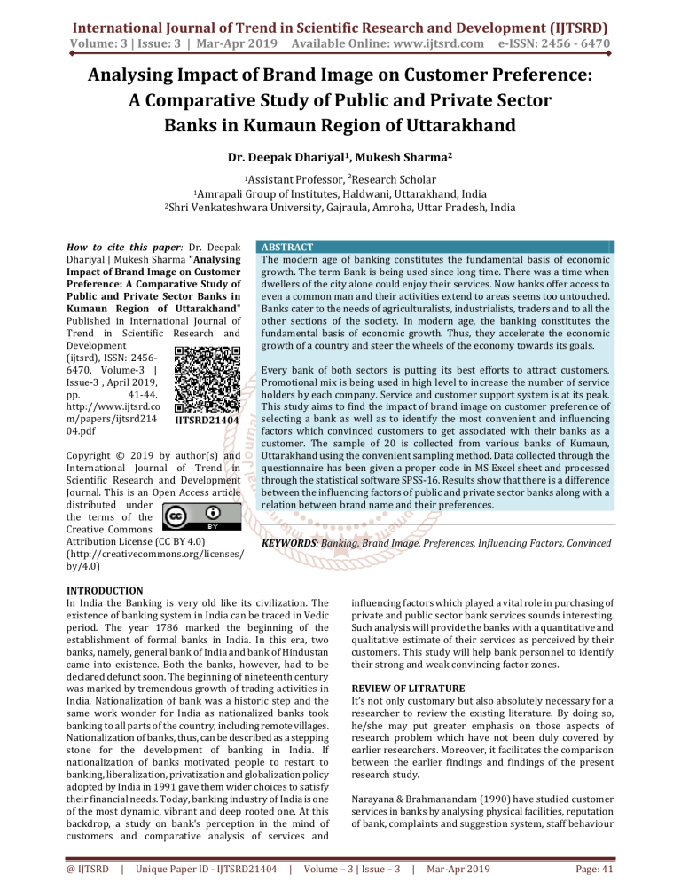 Analysing Impact Of Brand Image On Customer Preference A Comparative ...