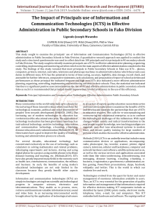 The Impact of Principals use of Information and Communication Technologies ICTS in Effective Administration in Public Secondary Schools in Fako Division