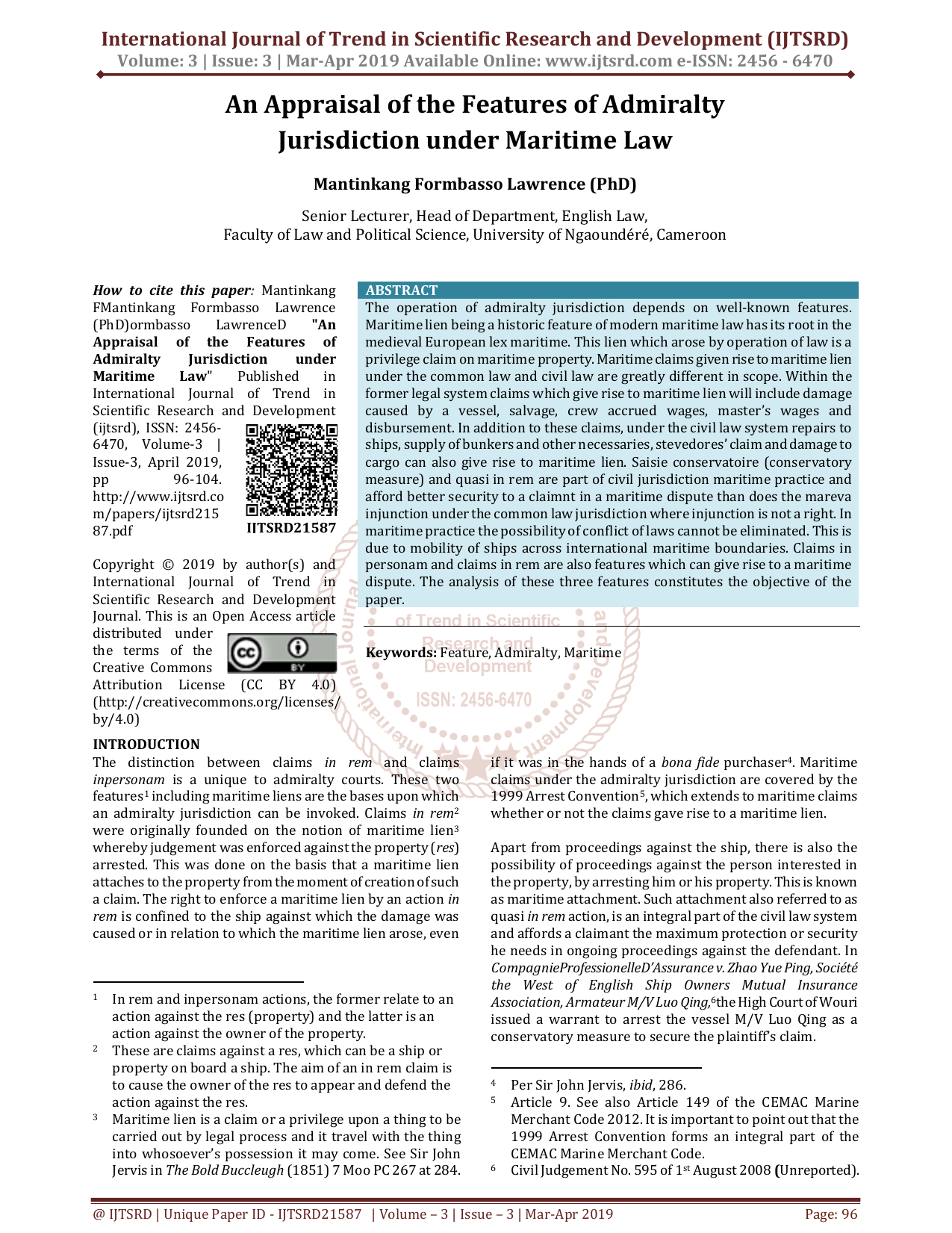 an-appraisal-of-the-features-of-admiralty-jurisdiction-under-maritime-law