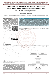 Fabrication and Analysis of Mechanical Properties of Metal Matrix Nano Composite using Magnesium and CNT as the Blending Material