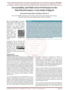 Accountability and Public Sector Performance in the Third World Country A Case Study of Nigeria