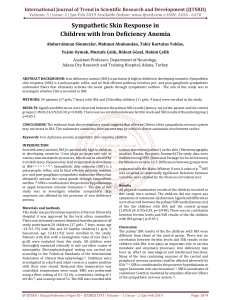 Sympathetic Skin Response in Children with Iron Deficiency Anemia