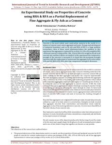 An Experimental Study on Properties of Concrete using RHA and RFA as a Partial Replacement of Fine Aggregate and Fly Ash as a Cement