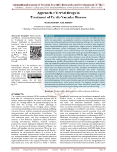 Approach of herbal drugs in treatment of cardio vascular disease