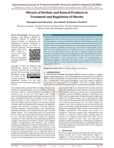 Miracle of Herbals and Natural Products in Treatment and Regulation of Obesity