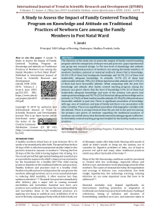 A Study to Assess The Impact of Family Centered Teaching Program on Knowledge and Attitude on Traditional Practices of Newborn Care Among The Family Members in Post Natal Ward