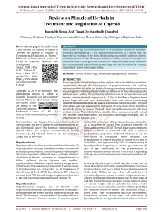 Review on Miracle of Herbals in Treatment and  Regulation of Thyroid