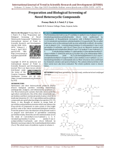 Preparation and Biological Screening of Novel Heterocyclic Compounds