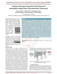 Analysis of Energy Generation from Exhaust of Automobile using Peltier Thermoelectric Generator