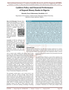 Cashless Policy and Financial Performance of Deposit Money Banks in Nigeria