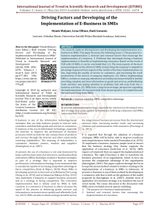 Driving Factors and Developing of The Implementation of E-Business in SMEs