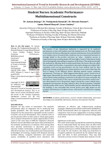 Student Nurses Academic Performance Multidimensional Constructs