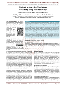 Titrimetric Analysis of Acelofenec Sodium by Using Mixed Solvency