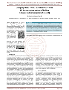 Indian Adivasis: Reconceptualizing Primeval Voices in Contemporary Context