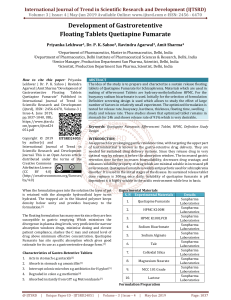 Development of Gastroretentive Floating Tablets Quetiapine Fumarate