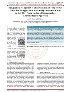 Design and Development of An Environmental Temperature Controller for Application to A Poultry Environment with An SMS Alert Feature Using A Microcontroller A Risk Reduction Approach