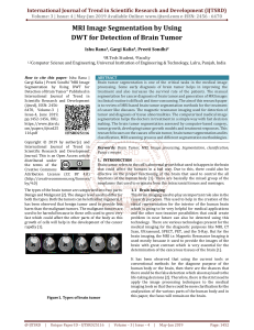 MRI Image Segmentation by using DWT for detection of Brain Tumor