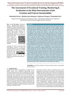 Vocational Training, M&E, & Job Creation in Rwanda