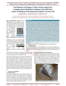 Enrichment of Omega 3 Fatty Acids using Urea Complexation Method to Enhance the Nutritive Value of Stingray Fish Dasyatis Sephen F. Liver Oil
