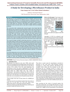 A Study for Developing a Microfinance Product in India