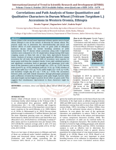 Correlations and Path Analysis of Some Quantitative and Qualitative Characters in Durum Wheat Triticum Turgidum L. Accessions in Western Oromia, Ethiopia