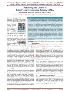 Monitoring and Control of Solar Power System using Reliance SCADA