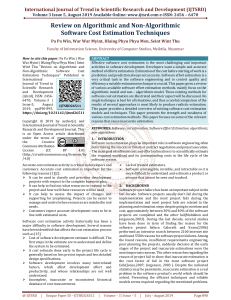 Review on Algorithmic and Non Algorithmic Software Cost Estimation Techniques