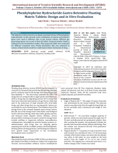 Phenhylephrine Hydrocloride Gastro Retentive Floating Matrix Tablets Design and in Vitro Evaluation