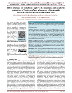 Effect of crude oil pollution on phytochemical and anti diabetic potentials of Oxytenanthera abyssinica rhizomes in normal and alloxan induced diabetic rats