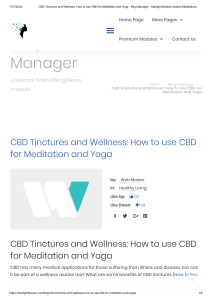 CBD Tinctures and Wellness  How to use CBD for Meditation and Yoga - Blog Manager - Starlight Breeze Guided Meditations