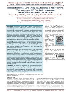 Impact of Informal Care Giving on Adherence to Antiretroviral Therapy among HIV Positive Pregnant and Breastfeeding Women in Fako Division