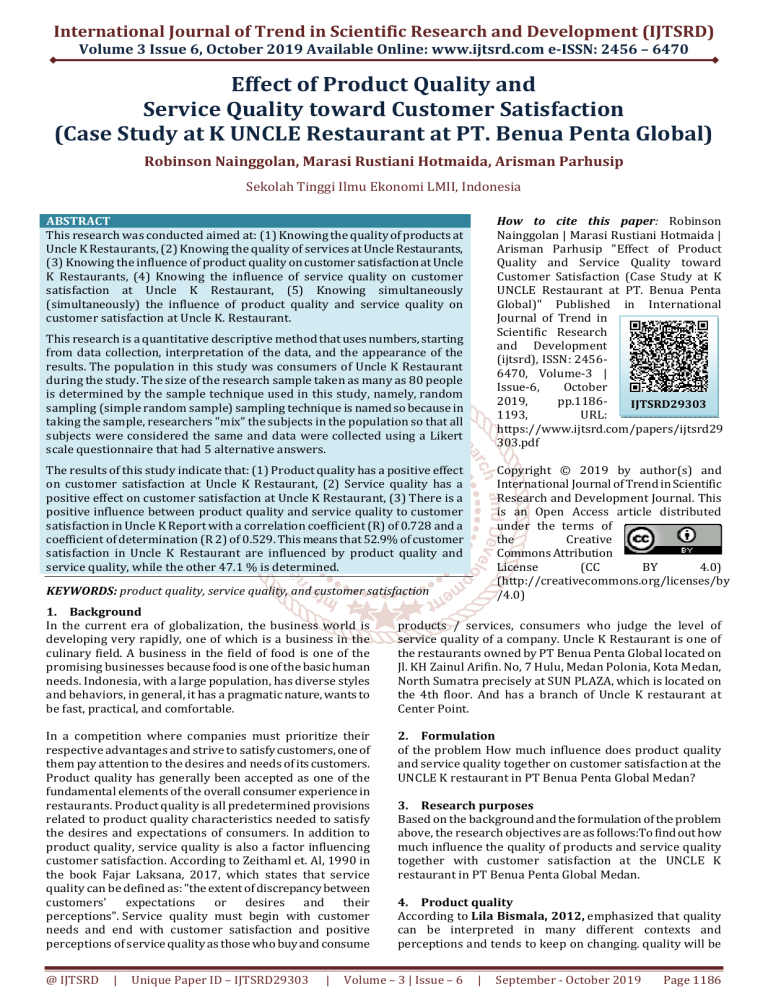 product quality case study