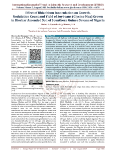 Effect of Rhizobium Innoculation on Growth, Nodulation Count and Yield of Soybeans Glycine Max Grown in Biochar Amended Soil of Sounthern Guinea Savana of Nigeria