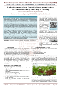 Study of Automated and Controlled Aquaponics System An Innovative and Integrated Way of Farming