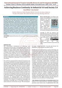 Industry 4.0 & Society 5.0: Business Continuity Strategies