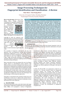 Image Processing Techniques for Fingerprint Identification and Classification - A Review