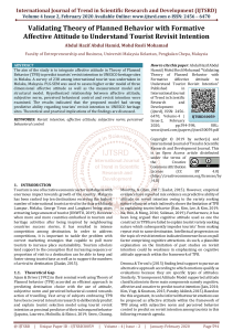 Validating Theory of Planned Behavior with Formative Affective Attitude to Understand Tourist Revisit Intention