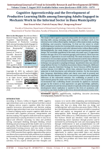 Cognitive Apprenticeship and the Development of Productive Learning Skills among Emerging Adults Engaged in Mechanic Work in the Informal Sector in Buea Municipality