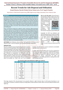 Recent Trends for Ash Disposal and Utilisation