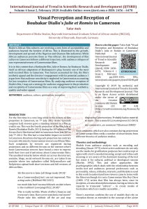 Visual Perception and Reception of Boubakar Diallos Julie et Roméo in Cameroon