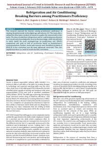 Refrigeration and Air Conditioning Breaking Barriers among Practitioners Proficiency