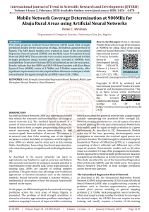 Mobile Network Coverage Determination at 900MHz for Abuja Rural Areas using Artificial Neural Networks