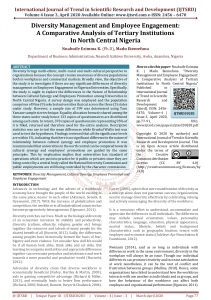 Diversity Management and Employee Engagement A Comparative Analysis of Tertiary Institutions In North Central Nigeria