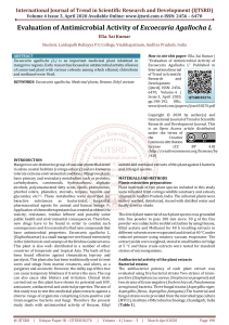 Evaluation of Antimicrobial Activity of Excoecaria Agallocha L